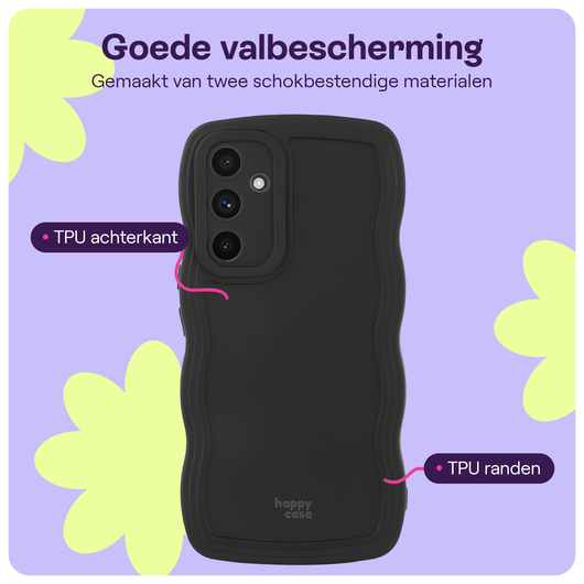 HappyCase Wavy Samsung Galaxy A54 Hoesje TPU Back Cover Zwart afbeelding 4