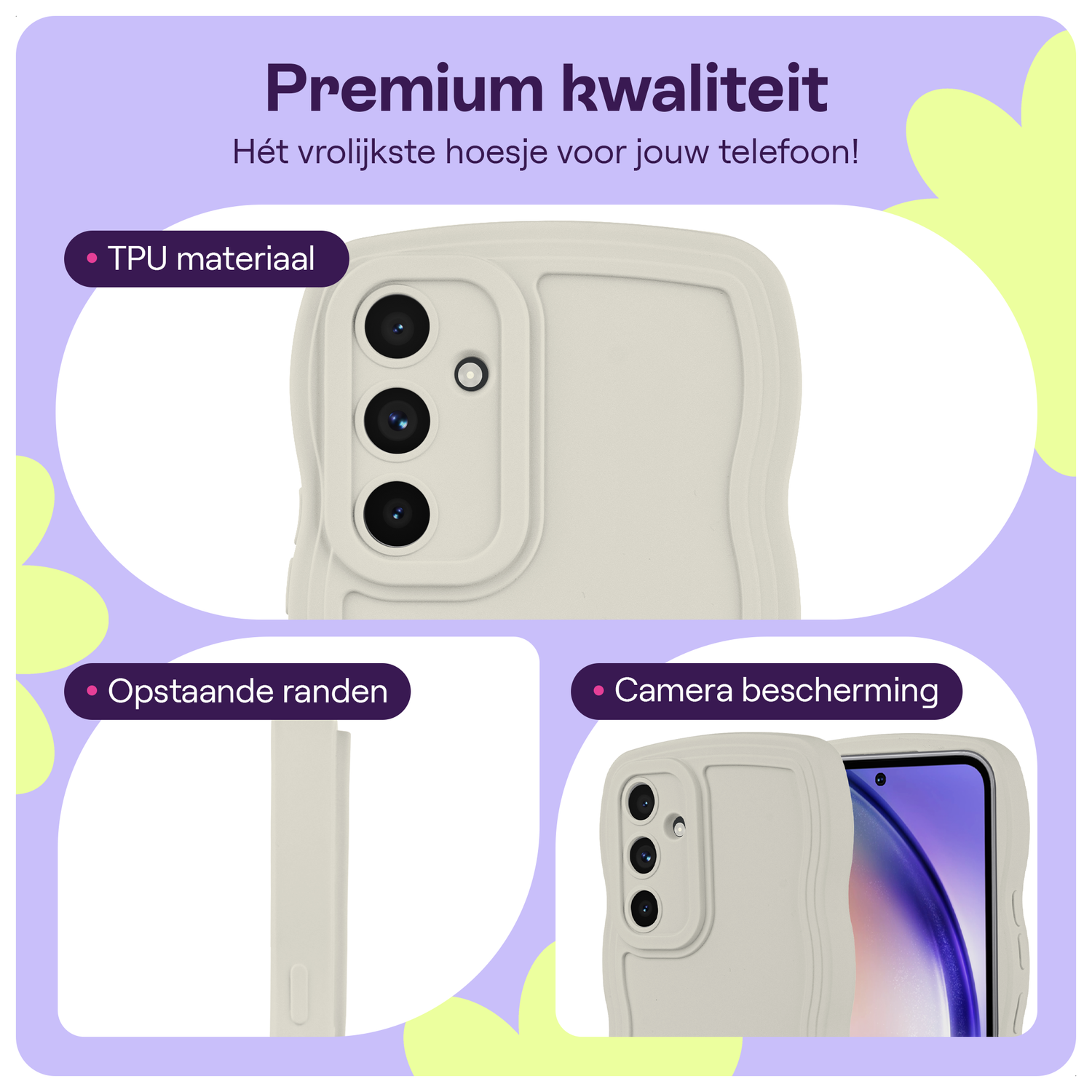 HappyCase Wavy Samsung Galaxy A54 Hoesje TPU Back Cover Beige afbeelding 3