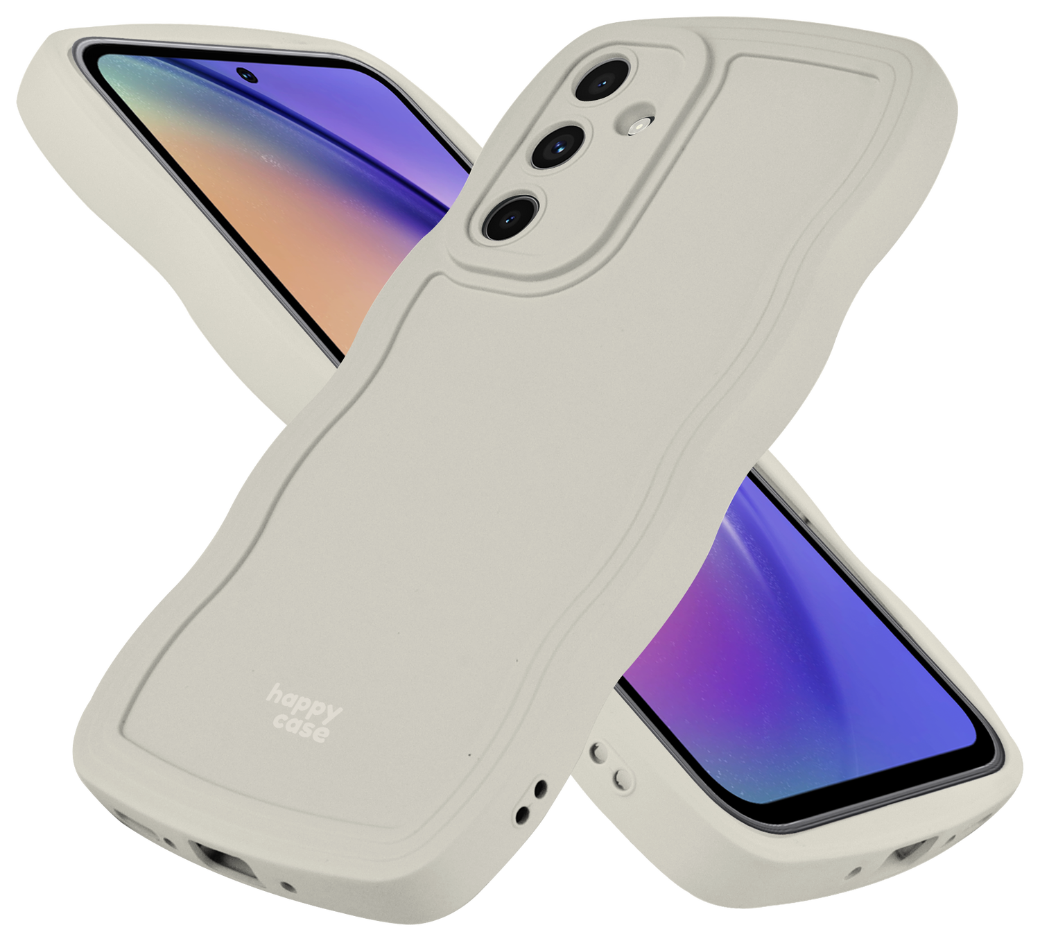 HappyCase Wavy Samsung Galaxy A54 Hoesje TPU Back Cover Beige afbeelding 2