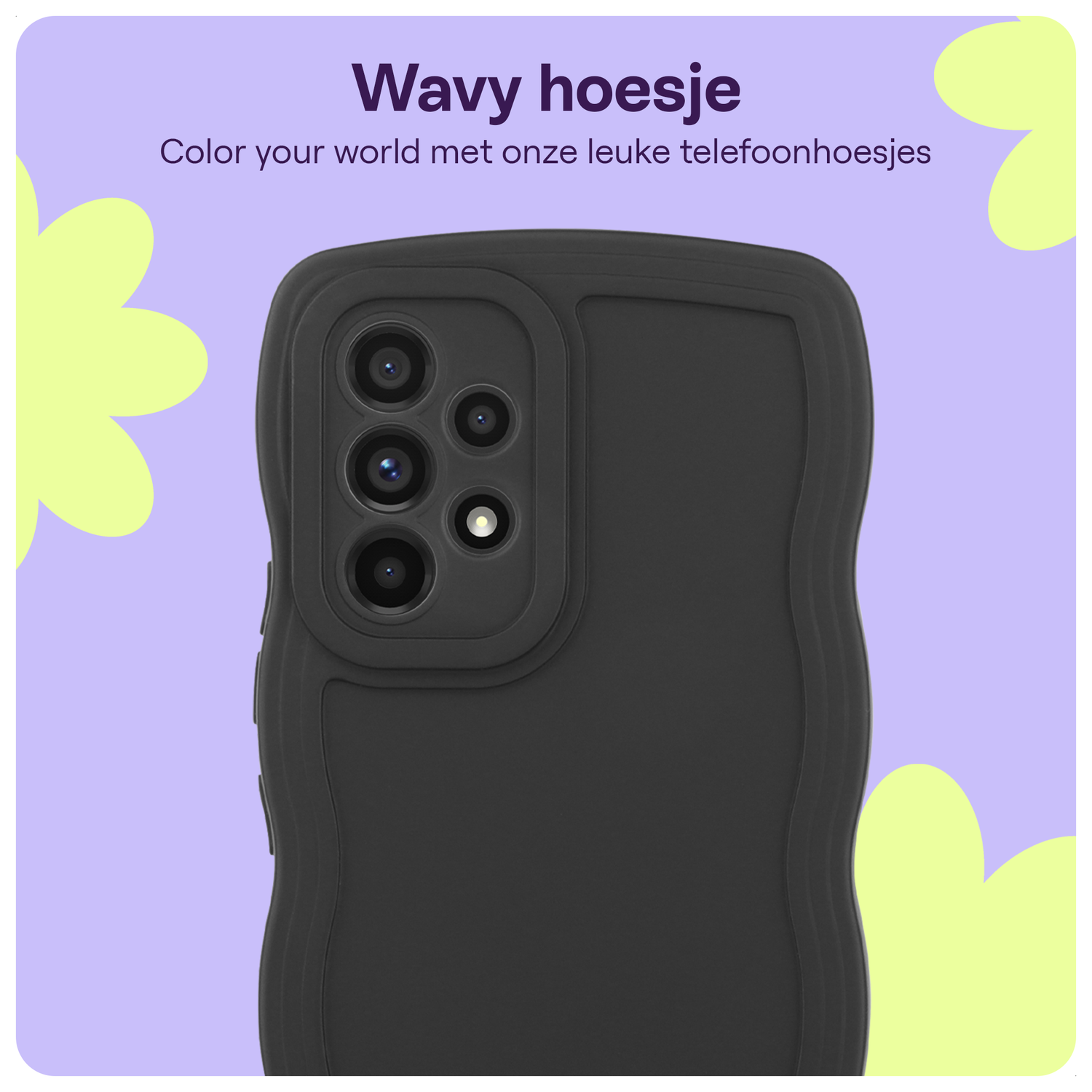 HappyCase Wavy Samsung Galaxy A53 Hoesje TPU Back Cover Zwart afbeelding 4