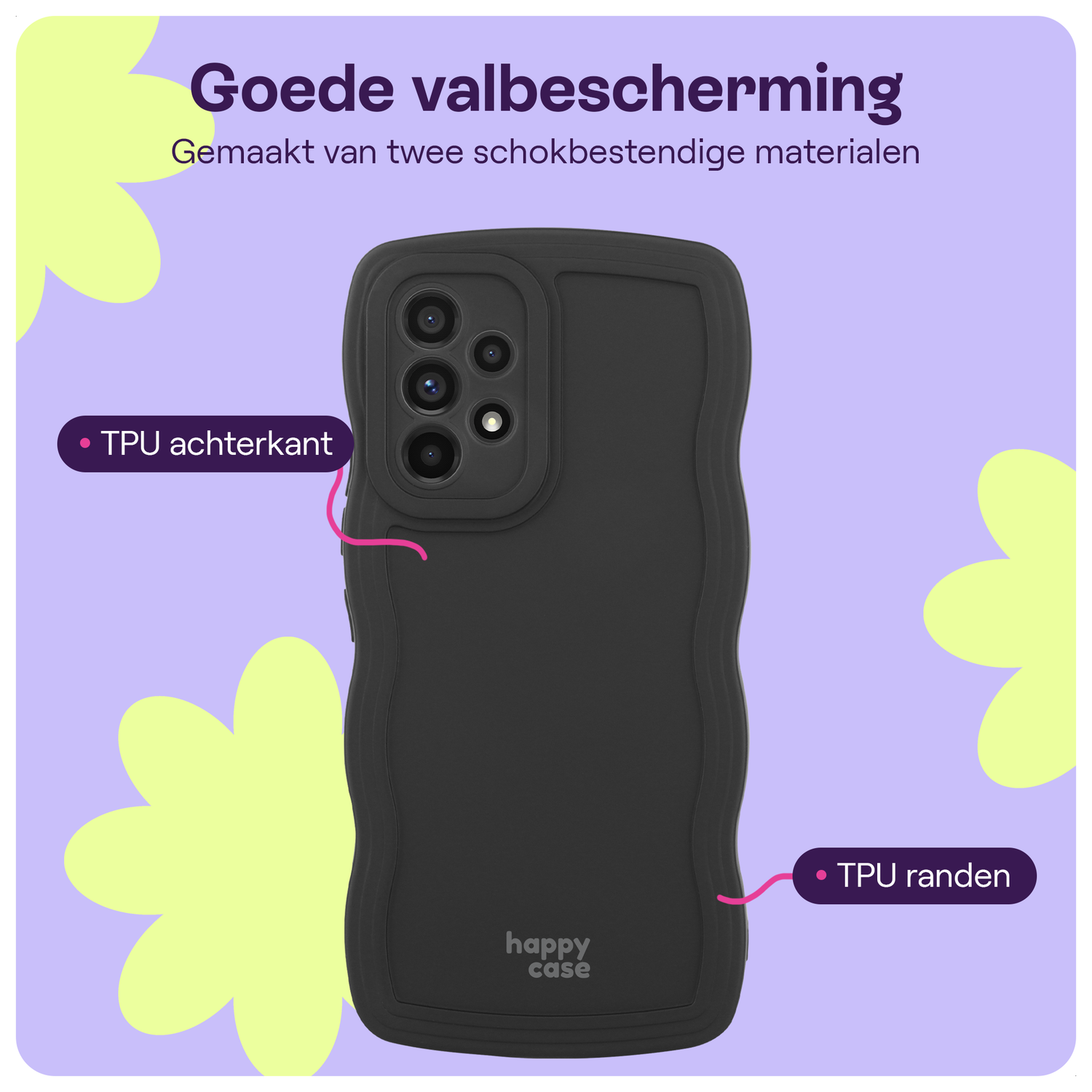 HappyCase Wavy Samsung Galaxy A53 Hoesje TPU Back Cover Zwart afbeelding 5