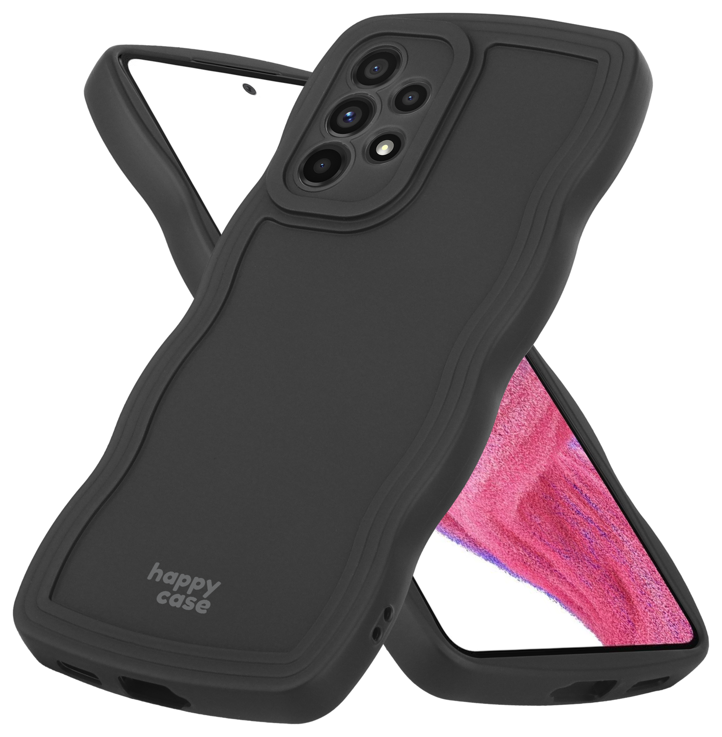 HappyCase Wavy Samsung Galaxy A53 Hoesje TPU Back Cover Zwart afbeelding 2
