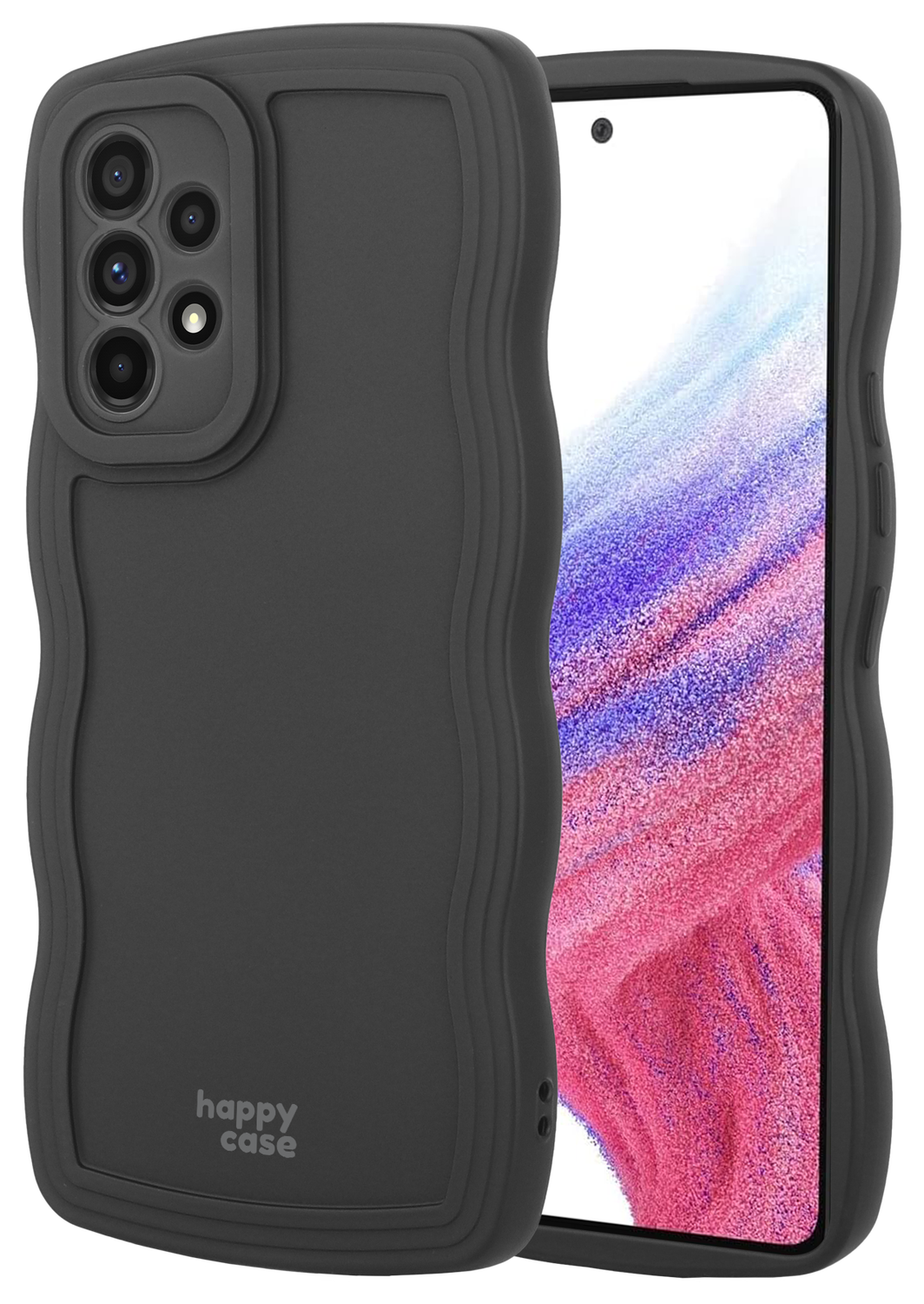 HappyCase Wavy Samsung Galaxy A53 Hoesje TPU Back Cover Zwart afbeelding 3