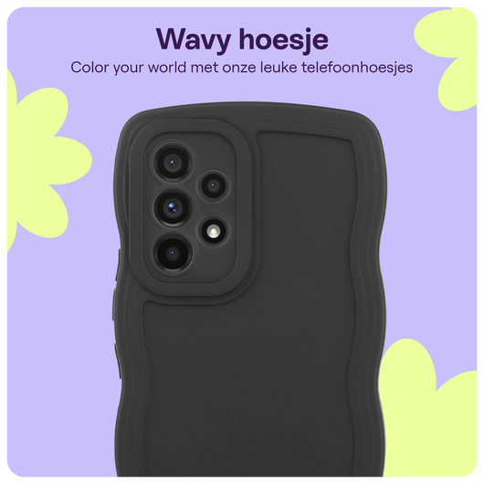 HappyCase Wavy Samsung Galaxy A53 Hoesje TPU Back Cover Zwart afbeelding 4