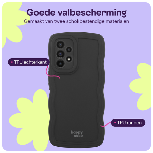 HappyCase Wavy Samsung Galaxy A53 Hoesje TPU Back Cover Zwart afbeelding 5