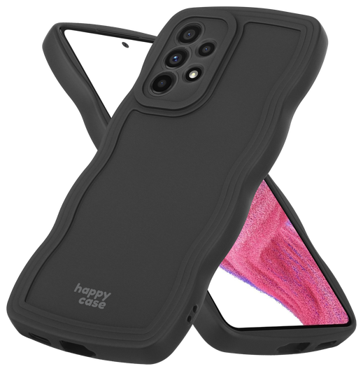 HappyCase Wavy Samsung Galaxy A53 Hoesje TPU Back Cover Zwart afbeelding 2