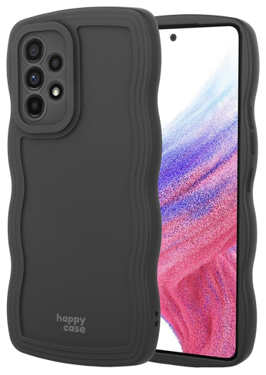 HappyCase Wavy Samsung Galaxy A53 Hoesje TPU Back Cover Zwart afbeelding 3