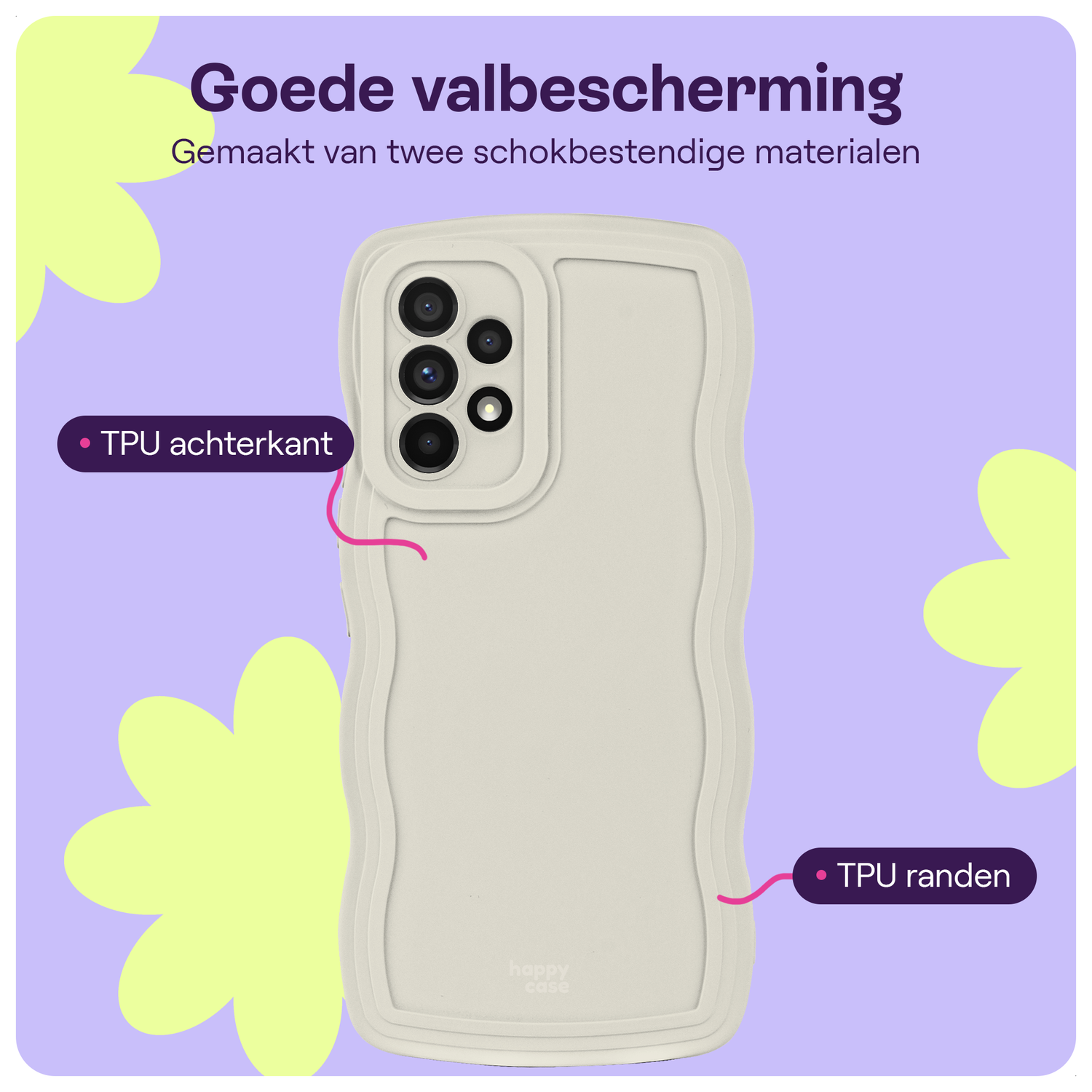 HappyCase Wavy Samsung Galaxy A53 Hoesje TPU Back Cover Beige afbeelding 2