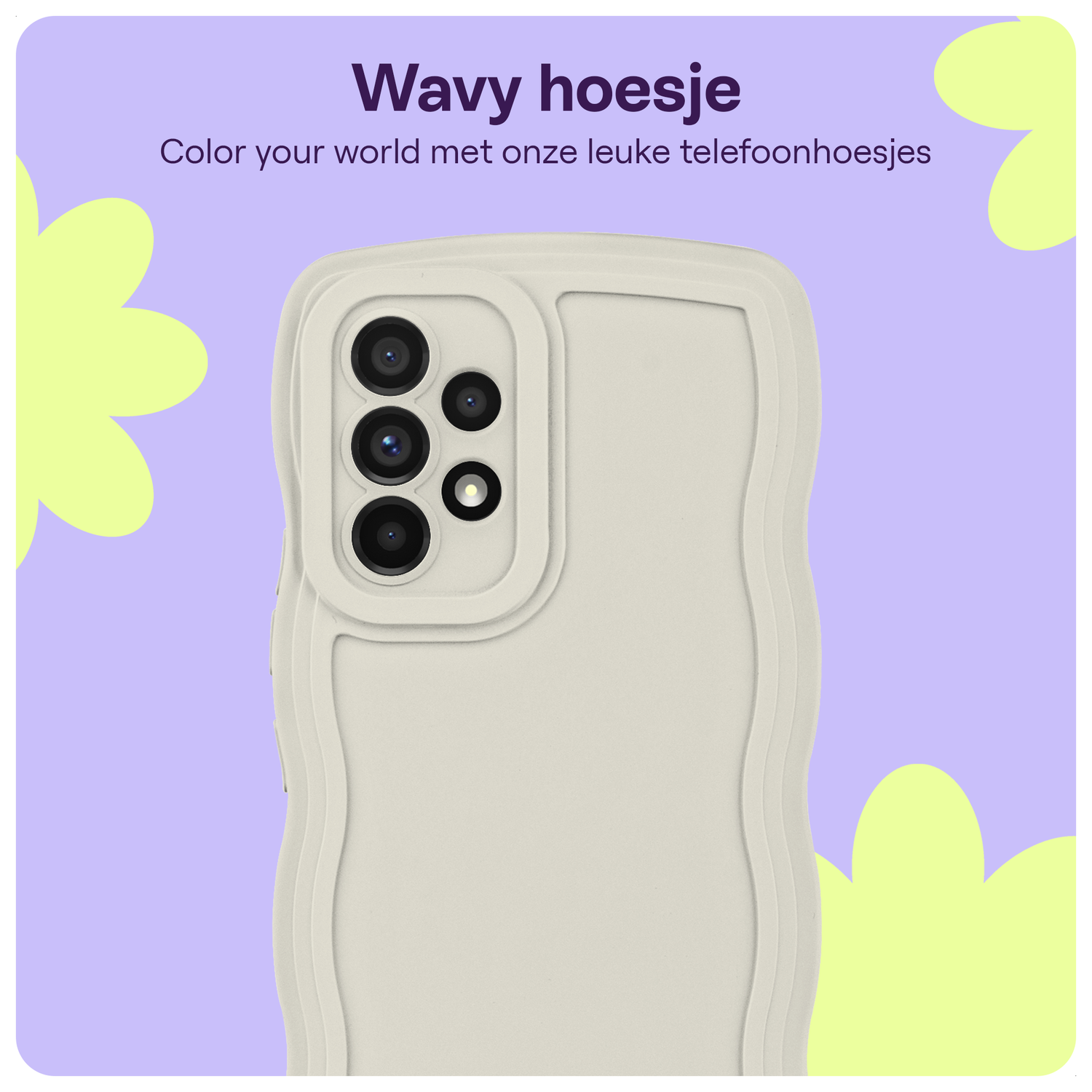 HappyCase Wavy Samsung Galaxy A53 Hoesje TPU Back Cover Beige afbeelding 3