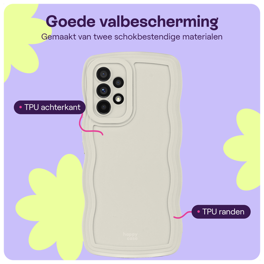 HappyCase Wavy Samsung Galaxy A53 Hoesje TPU Back Cover Beige afbeelding 2