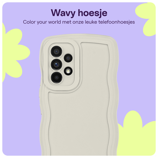 HappyCase Wavy Samsung Galaxy A53 Hoesje TPU Back Cover Beige afbeelding 3
