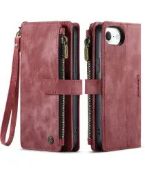 CaseMe C30 Apple iPhone 16e Hoesje Pasjeshouder Book Case Rood afbeelding