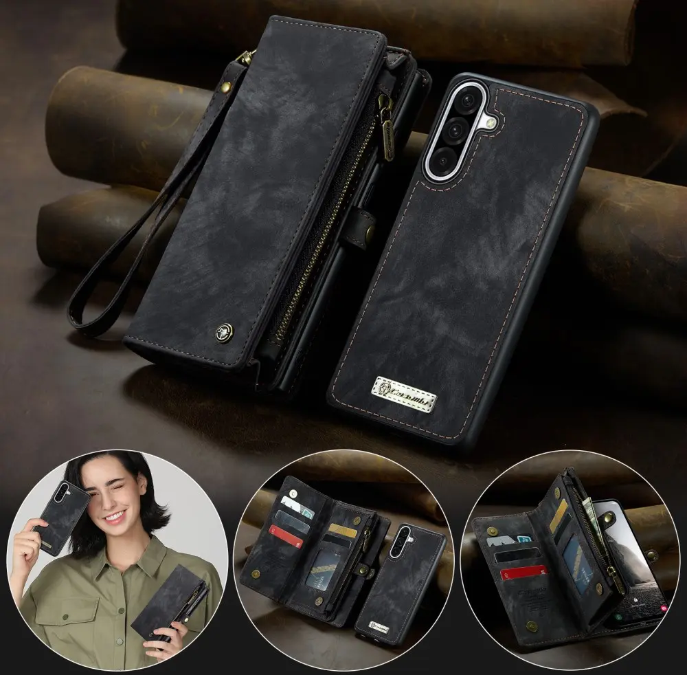 CaseMe 008 Samsung Galaxy A56 Hoesje 2-in-1 Book Case en Back Cover Zwart afbeelding 7
