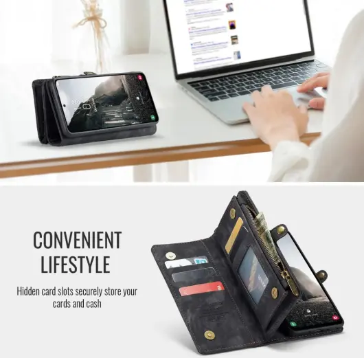 CaseMe 008 Samsung Galaxy A56 Hoesje 2-in-1 Book Case en Back Cover Zwart afbeelding 6