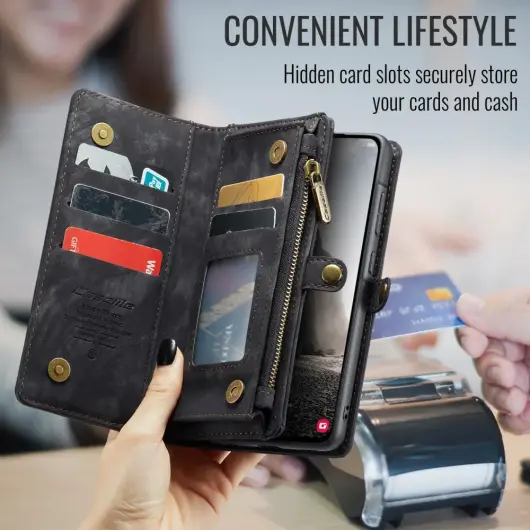 CaseMe 008 Samsung Galaxy A56 Hoesje 2-in-1 Book Case en Back Cover Zwart afbeelding 9