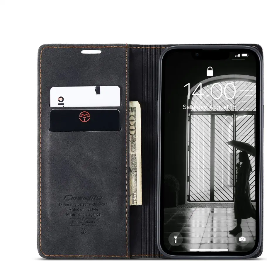 CaseMe 013 Apple iPhone 16e Hoesje Book Case met Standaard Zwart afbeelding 1