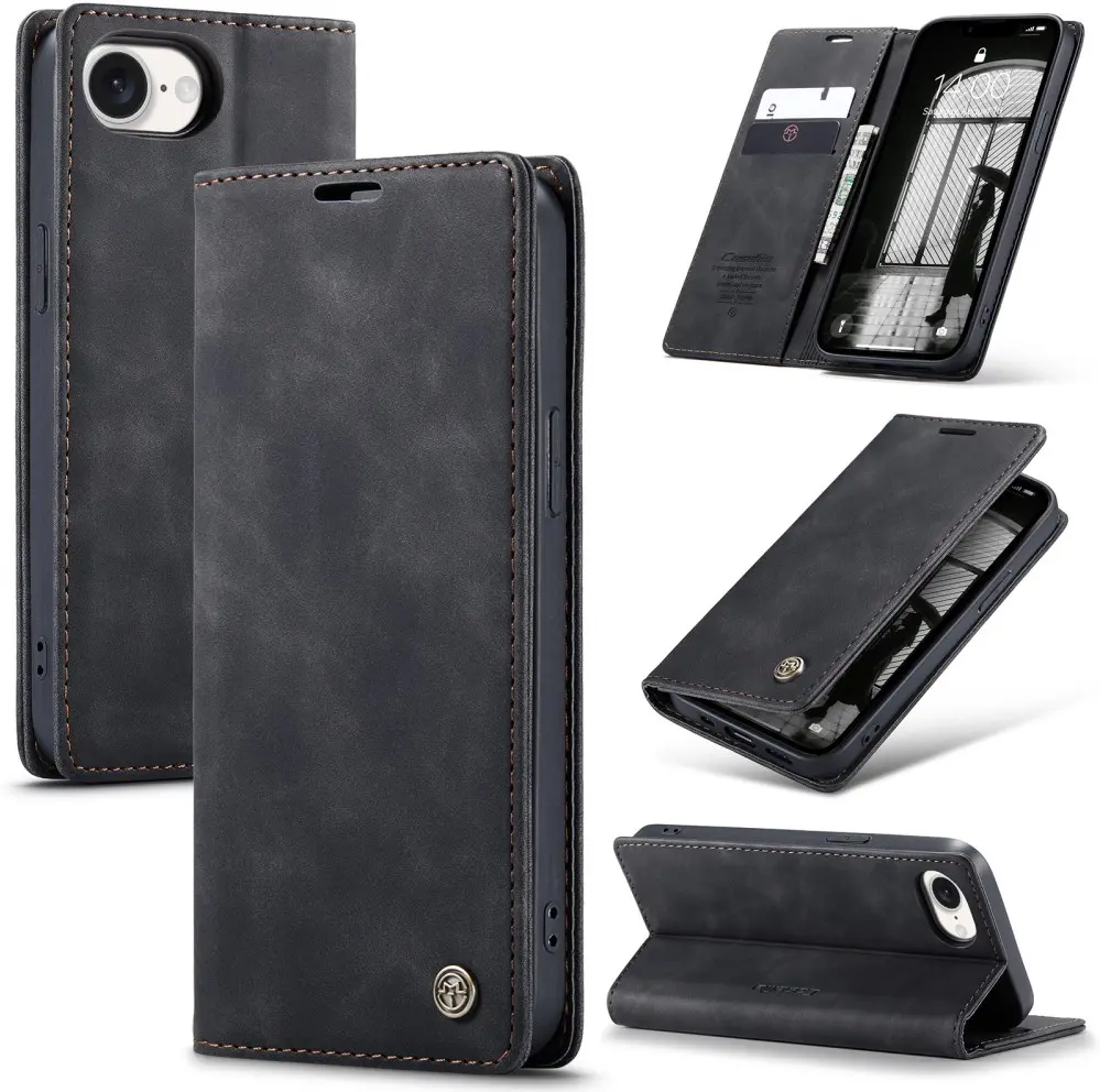 CaseMe 013 Apple iPhone 16e Hoesje Book Case met Standaard Zwart afbeelding 2