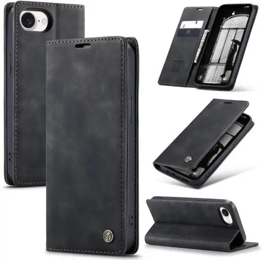 CaseMe 013 Apple iPhone 16e Hoesje Book Case met Standaard Zwart afbeelding 2