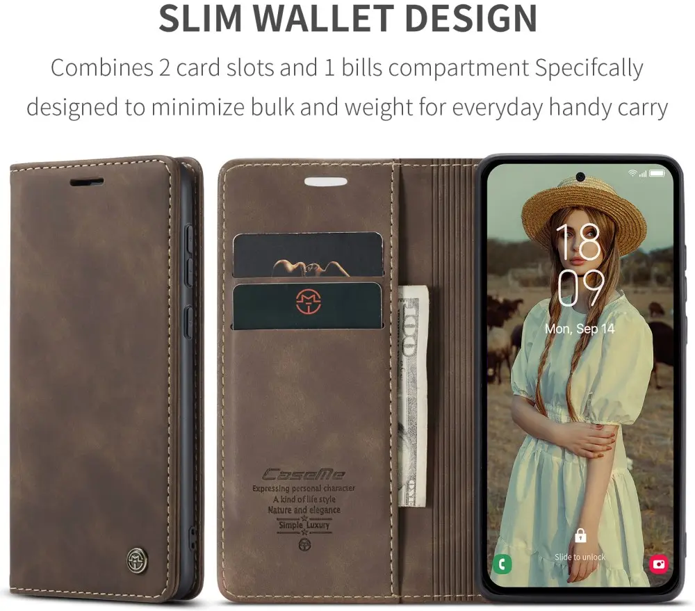 CaseMe 013 Samsung Galaxy A56 Hoesje Book Case met Standaard Bruin afbeelding 5
