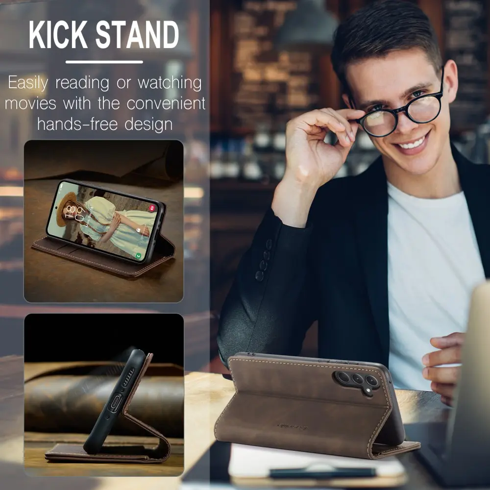 CaseMe 013 Samsung Galaxy A56 Hoesje Book Case met Standaard Bruin afbeelding 9