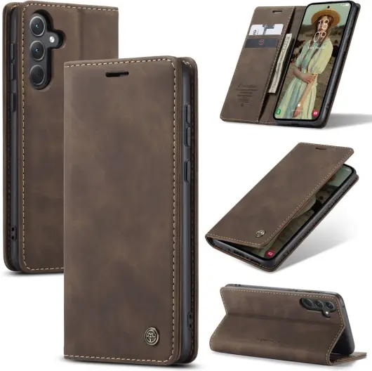 CaseMe 013 Samsung Galaxy A56 Hoesje Book Case met Standaard Bruin afbeelding 2