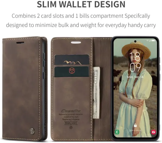 CaseMe 013 Samsung Galaxy A56 Hoesje Book Case met Standaard Bruin afbeelding 5