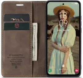 CaseMe 013 Samsung Galaxy A56 Hoesje Book Case met Standaard Bruin afbeelding