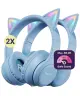 HappyCase Popz Draadloze Kinderkoptelefoon Kattenoortjes 2-Pack Blauw