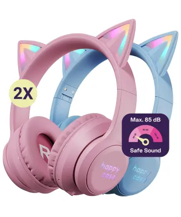 HappyCase Popz Draadloze Kinderkoptelefoon Kattenoortjes 2-Pack Headsets