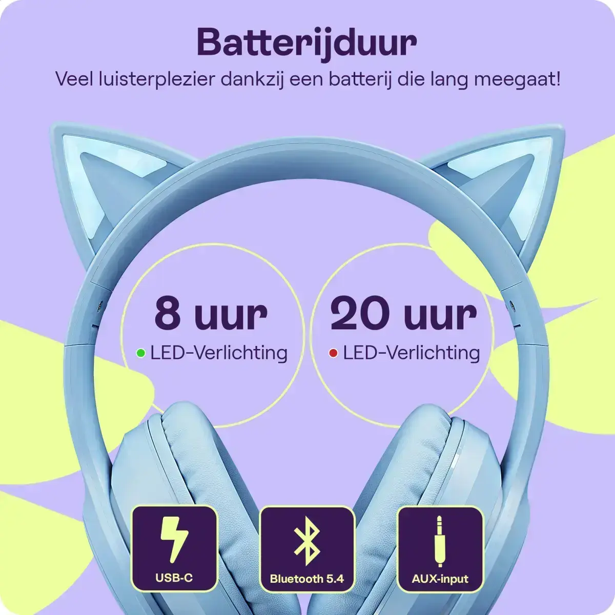 HappyCase Popz Draadloze Kinderkoptelefoon Kattenoortjes 2-Pack afbeelding 8