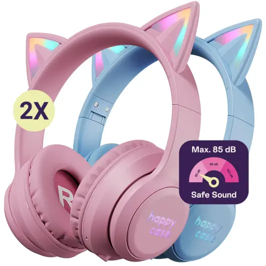 HappyCase Popz Draadloze Kinderkoptelefoon Kattenoortjes 2-Pack afbeelding 1