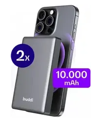 Buddi Connect 10.000 mAh MagSafe Powerbank Duo Pack Zwart 20W afbeelding
