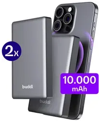 Buddi Connect 10.000 mAh MagSafe Powerbank Duo Pack Zwart 20W afbeelding