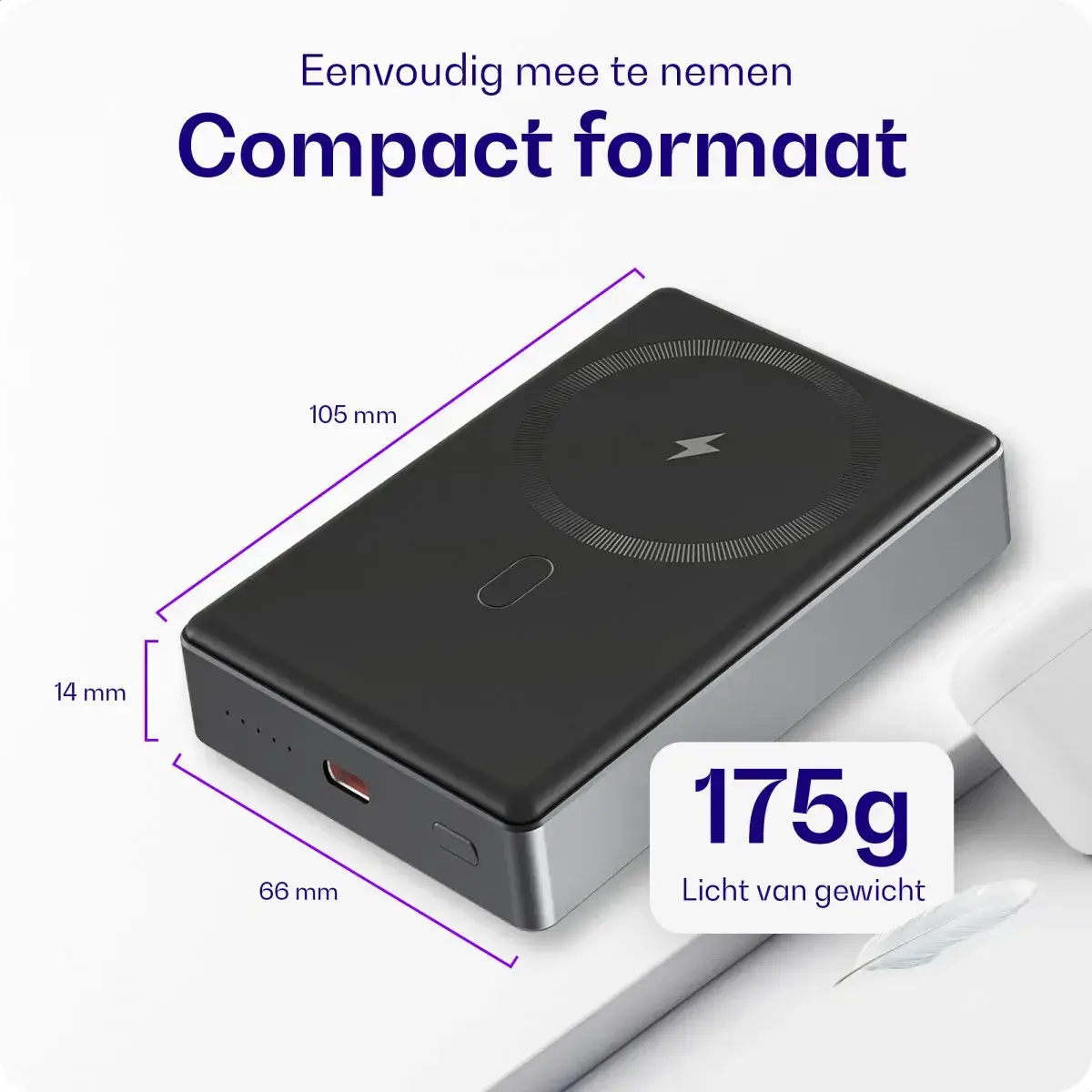 Buddi Connect 10.000 mAh MagSafe Powerbank Duo Pack Zwart 20W afbeelding 10