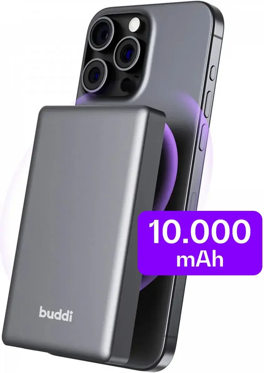 Buddi Connect 10.000 mAh MagSafe Powerbank Duo Pack Zwart 20W afbeelding 2