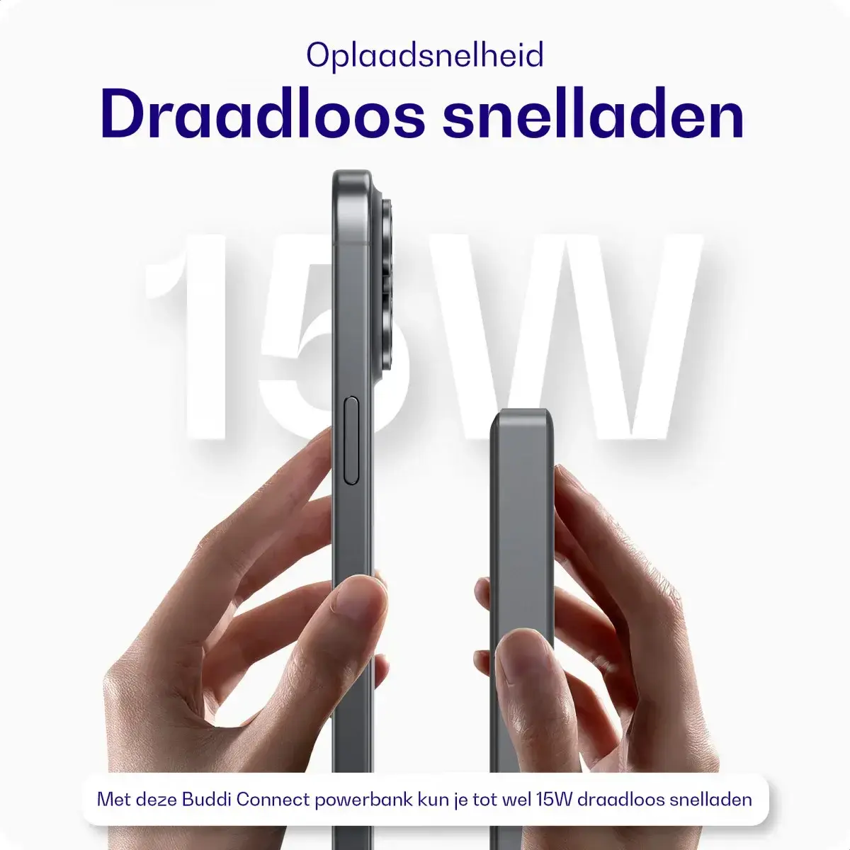 Buddi Connect 10.000 mAh MagSafe Powerbank Duo Pack Zwart 20W afbeelding 3