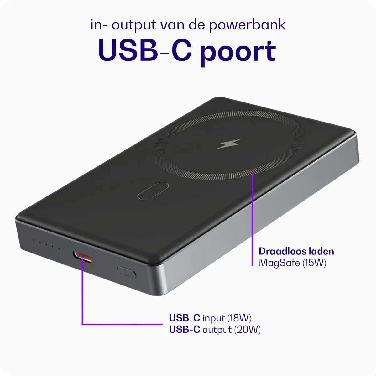 Buddi Connect 10.000 mAh MagSafe Powerbank Duo Pack Zwart 20W afbeelding 7