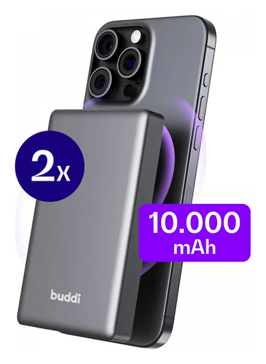 Buddi Connect 10.000 mAh MagSafe Powerbank Duo Pack Zwart 20W afbeelding 1
