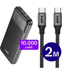 Buddi Boost 10.000 mAh Powerbank 22.5W met Buddi Flex USB-C Kabel 2M