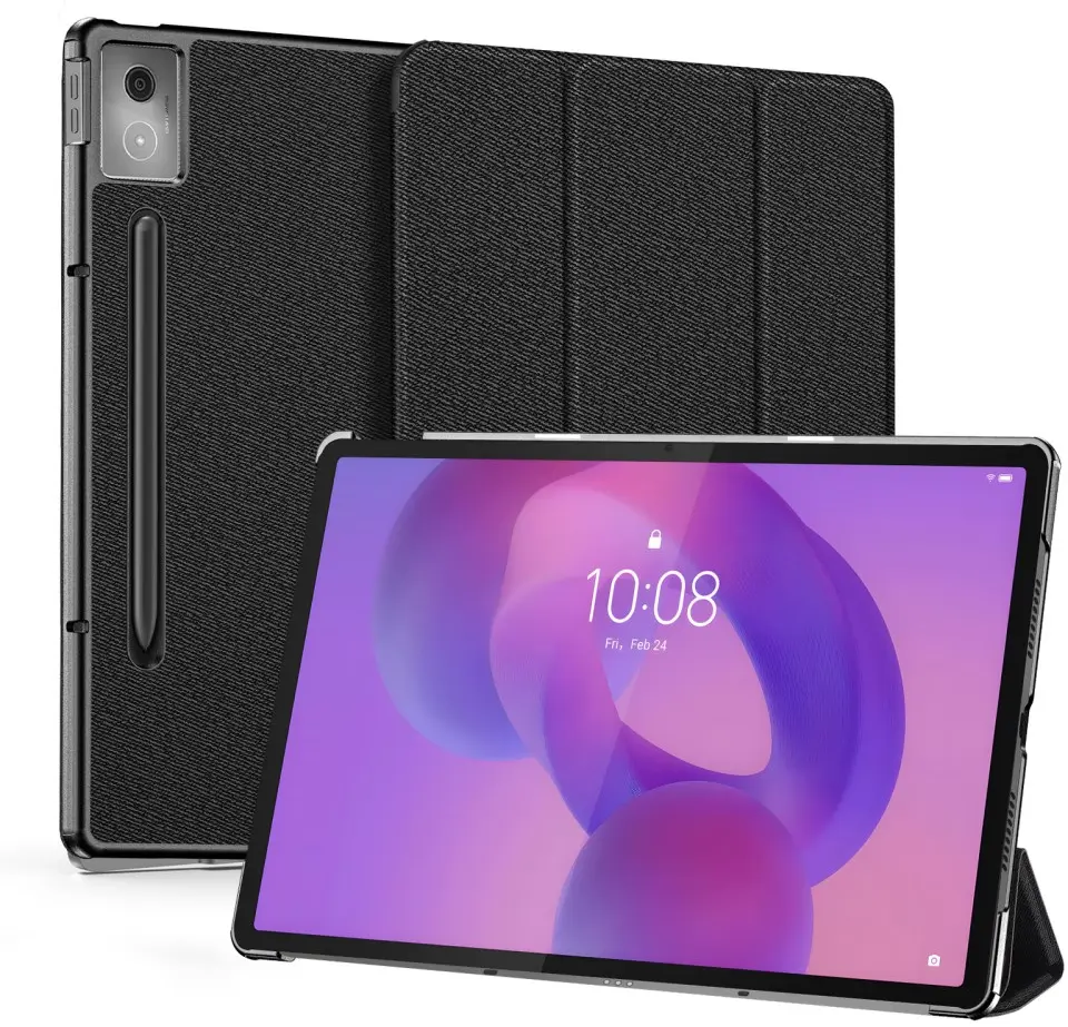 Dux Ducis Domo Lenovo Idea Tab Pro 12.7 Hoes Tri-Fold Book Case Zwart afbeelding 1