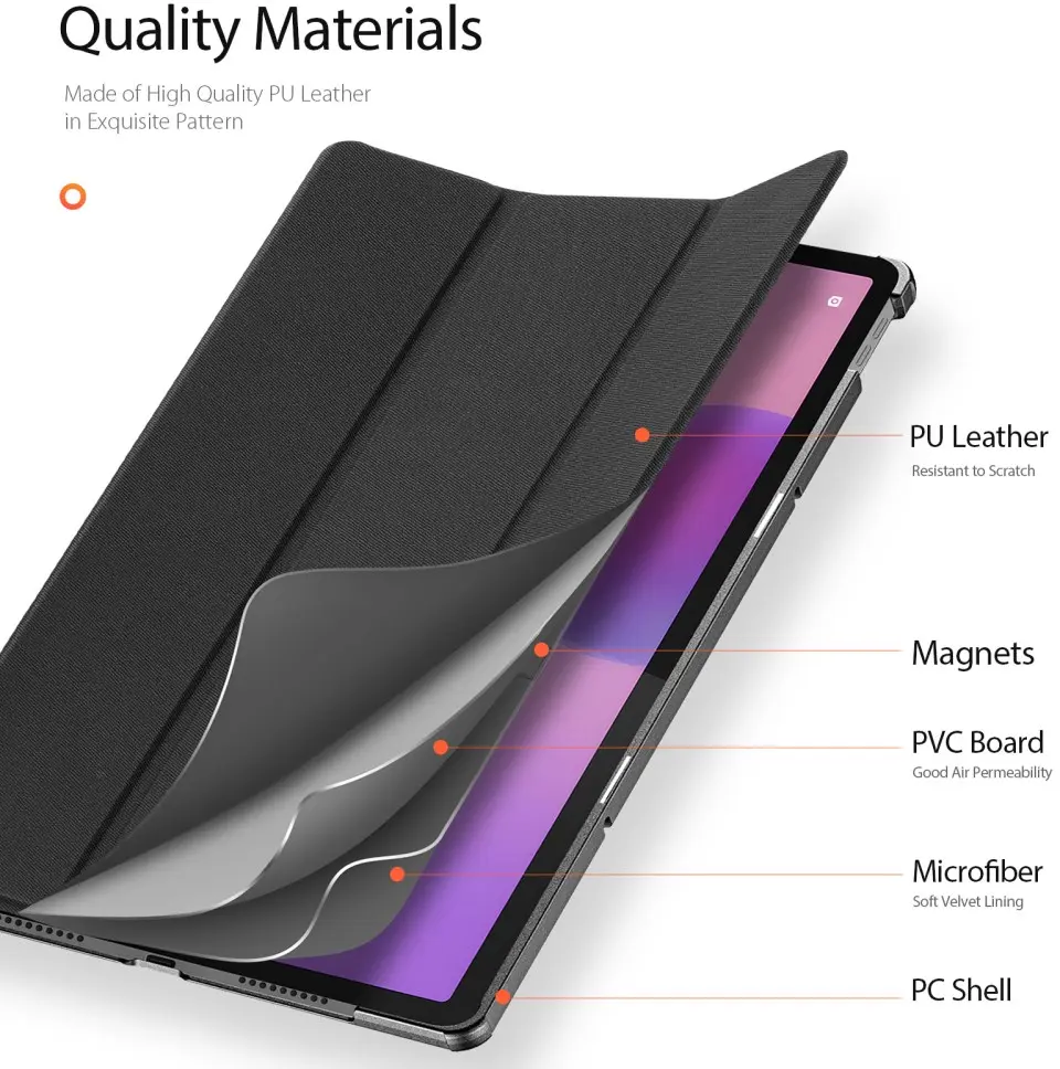 Dux Ducis Domo Lenovo Idea Tab Pro 12.7 Hoes Tri-Fold Book Case Zwart afbeelding 5