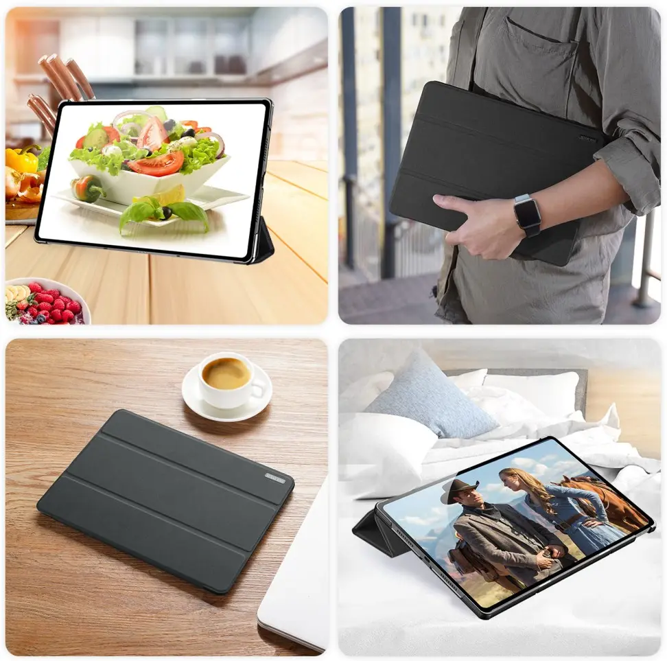 Dux Ducis Domo Lenovo Idea Tab Pro 12.7 Hoes Tri-Fold Book Case Zwart afbeelding 6
