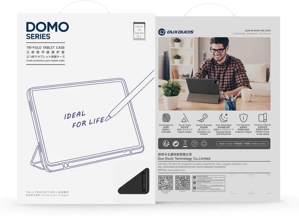 Dux Ducis Domo Lenovo Idea Tab Pro 12.7 Hoes Tri-Fold Book Case Zwart afbeelding 8