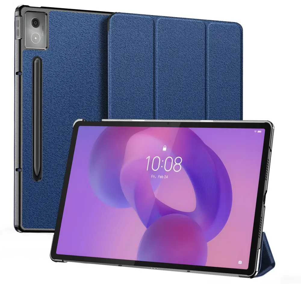 Dux Ducis Domo Lenovo Idea Tab Pro 12.7 Hoes Tri-Fold Book Case Blauw afbeelding 1
