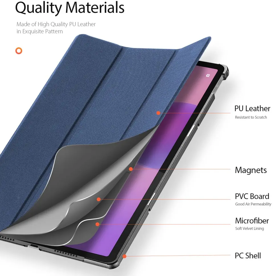 Dux Ducis Domo Lenovo Idea Tab Pro 12.7 Hoes Tri-Fold Book Case Blauw afbeelding 5