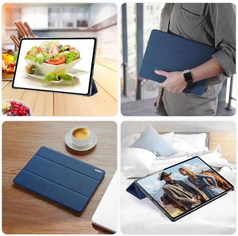 Dux Ducis Domo Lenovo Idea Tab Pro 12.7 Hoes Tri-Fold Book Case Blauw afbeelding 6