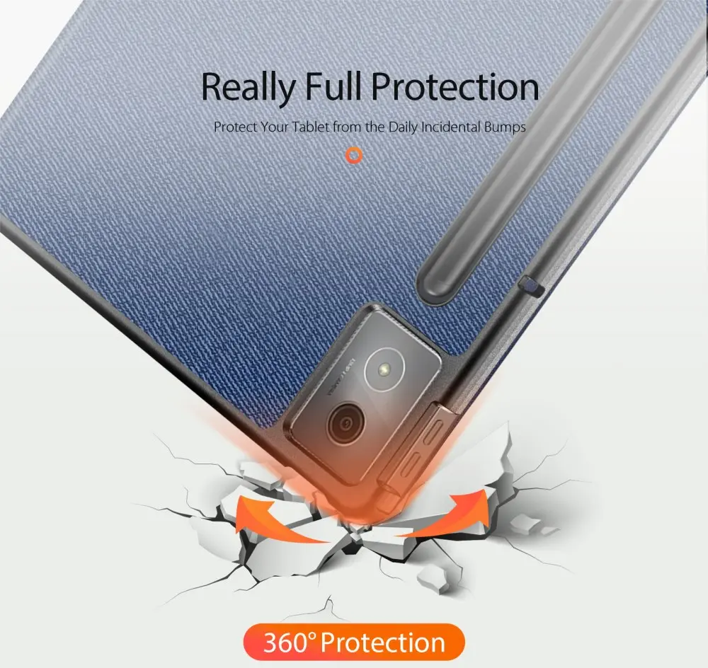 Dux Ducis Domo Lenovo Idea Tab Pro 12.7 Hoes Tri-Fold Book Case Blauw afbeelding 7