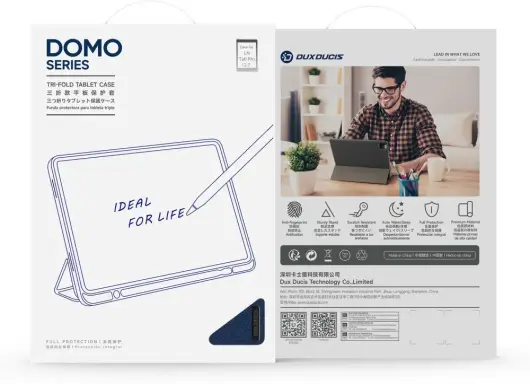 Dux Ducis Domo Lenovo Idea Tab Pro 12.7 Hoes Tri-Fold Book Case Blauw afbeelding 8