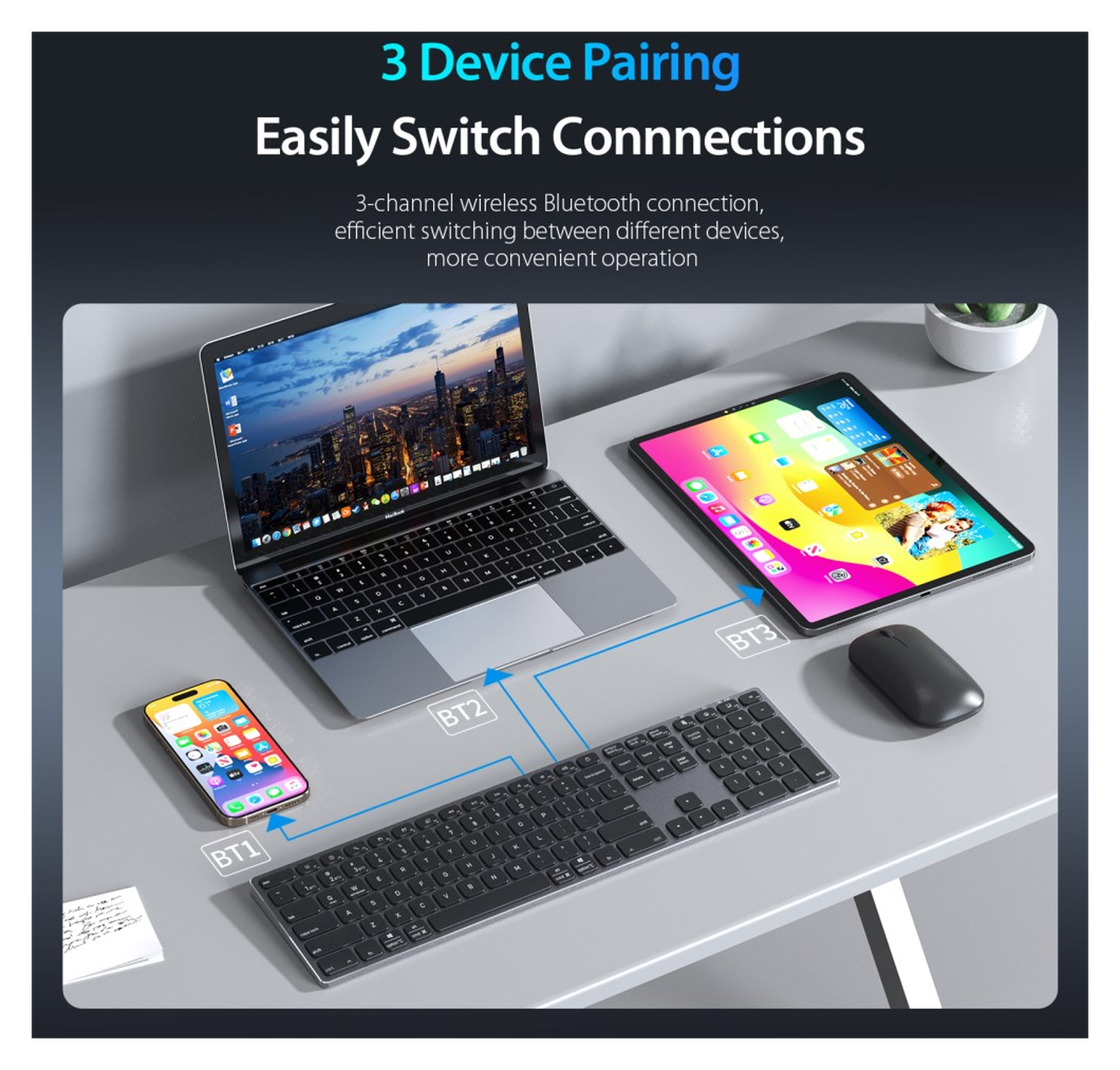 Dux Ducis LK Series Draadloos Toetsenbord Bluetooth Keyboard Zwart afbeelding 2