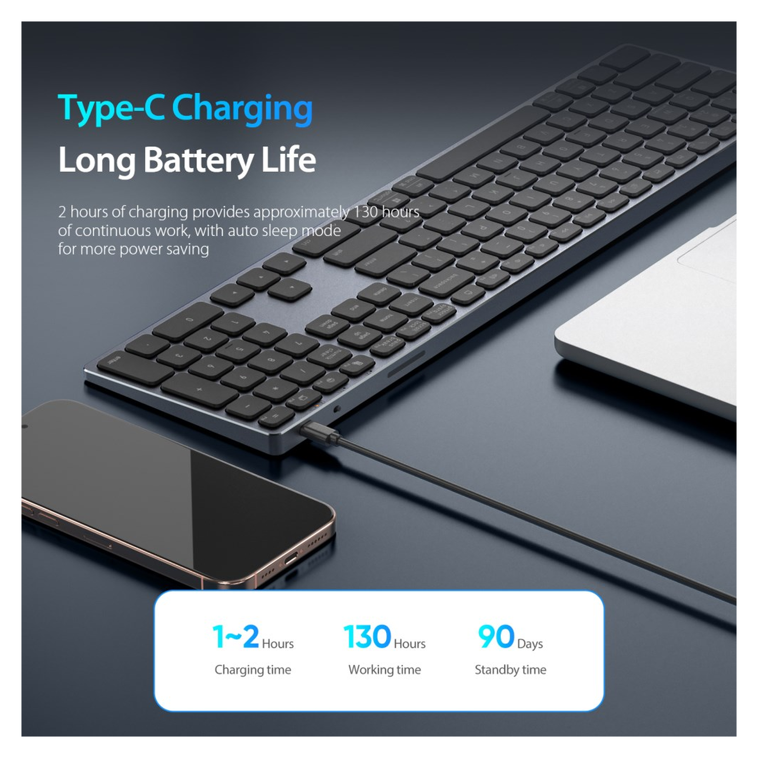 Dux Ducis LK Series Draadloos Toetsenbord Bluetooth Keyboard Zwart afbeelding 5